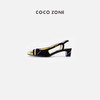 COCO ZONE2024时尚小香风圆头粗跟凉鞋复古拼色单鞋CC2A0307 商品缩略图0