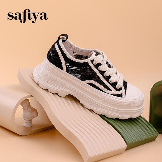 Safiya/索菲娅2023秋蕾丝绣花网纱松糕厚底休闲鞋SF33112505 商品图7