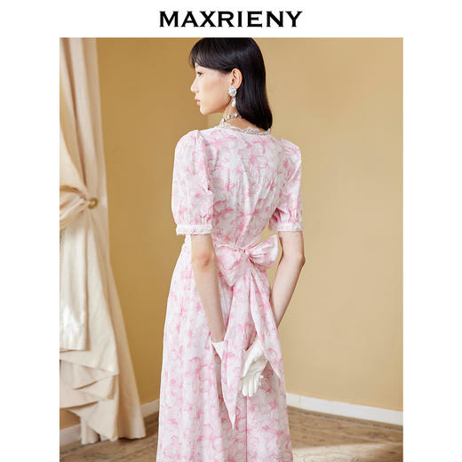 MAXRIENY方领印花茶歇裙秋季蝴蝶结连衣裙设计感(货号:MC87DR596) 商品图2