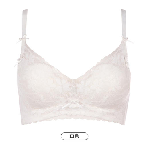 都市丽人自然舒适内衣女蕾丝文胸B杯适穿3/4杯薄款无钢圈三排扣LB42C6 商品图9