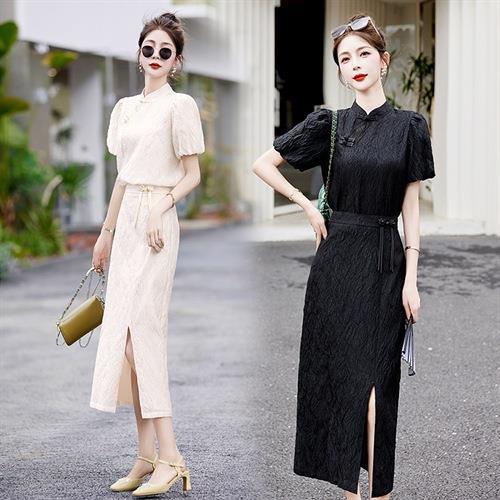 【预订·最迟6天发货】新中式连衣裙2024夏季新款气质高端两件套改良旗袍半身裙套装裙女 商品图3