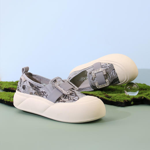 Safiya/索菲娅2024春夏网面蕾丝百搭厚底懒人一脚蹬休闲鞋渔夫鞋 SF41111425 商品图8