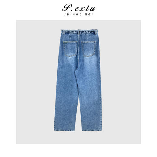 03-5潘依绣丁丁宠粉PanYiXiu/潘依绣韩系水洗松紧腰系带拖地直筒牛仔裤 D6176 商品图2