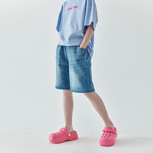 棵初夏季新品亲子款水洗牛仔短裤中大童百搭蓝色休闲五分裤 商品图2