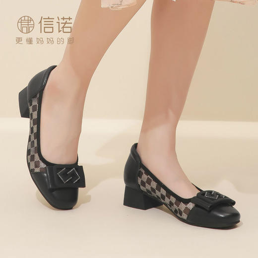 真皮舒适凉鞋2023新款夏季软底女士鞋舒适粗跟浅口防滑软底妈妈鞋23C1935-8 商品图8