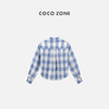COCO ZONE2024设计感格子长袖衬衫时尚撞色休闲上衣CC1B0794 商品缩略图1