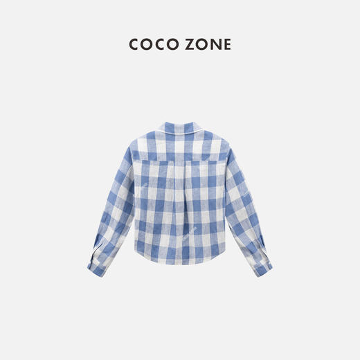 COCO ZONE2024设计感格子长袖衬衫时尚撞色休闲上衣CC1B0794 商品图1
