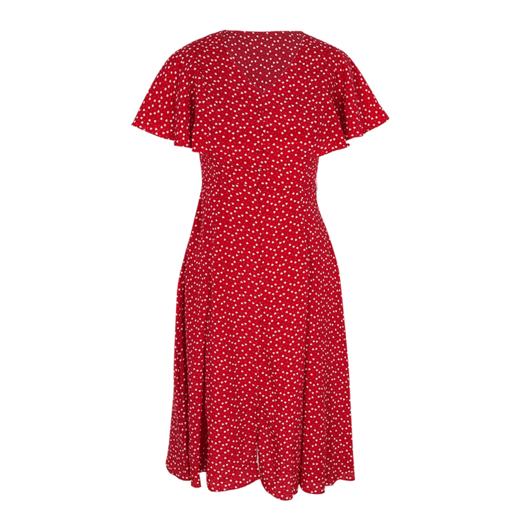 欧芮儿夏装2019新款女装波点雪纺连衣裙中长款气质红色桔梗裙子 商品图4