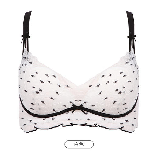 都市丽人少女三步优选少女内衣内衣女蕾丝文胸B杯适穿3/4杯薄款无钢圈三排扣BB42F4 商品图10