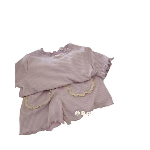 【花边设计，纯色简约好看！】A类花边纯色绵柔家居服套装，女童家居服夏季新款女宝睡衣-lm！ 商品图7