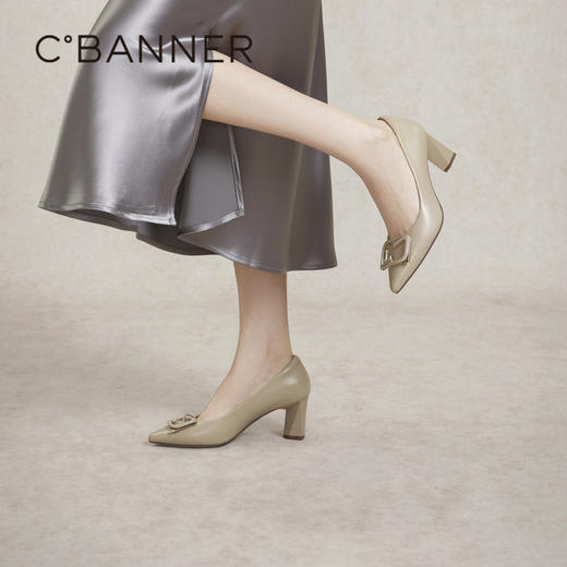 【静音系列】千百度双C拥抱粗高跟鞋春季通勤法式单鞋女A24171659 商品图2