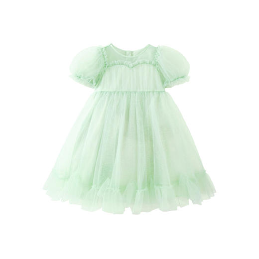 迷你巴拉女童A字连衣裙宝宝飘逸网纱泡泡袖高腰公主裙夏季 商品图4