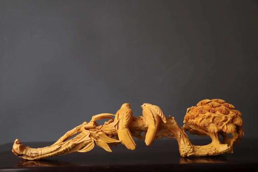 精雕岁寒三友如意°黄杨摆件 商品图1