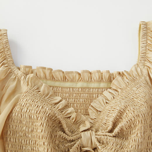 谜底短袖修身上衣女2024夏季新品浪漫蝴蝶结木耳边小衫242MS0577 商品图3