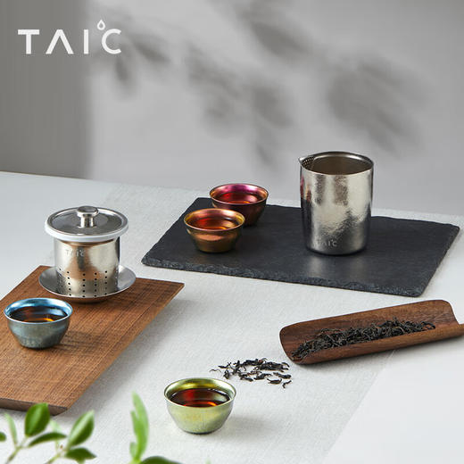 TAIC太可 纯钛泡茶器套装  钛度纯钛功夫茶具套装家用简约茶壶泡茶器过滤隔热防烫创意礼盒 泡茶器套装带滤网 商品图6