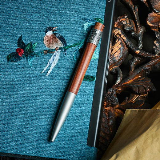 笔下 钢木转经筒签字笔 轮回花梨木 商品图2