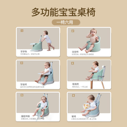 aibedo爱贝多宝宝餐椅家用音乐学坐椅多功能婴儿餐椅婴儿护脊婴儿学坐椅可水洗 商品图1