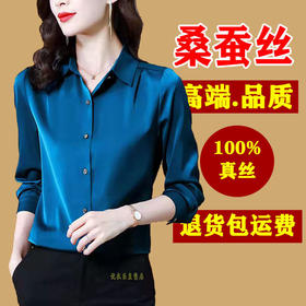 TZW-100%杭州真丝长袖衬衫女显瘦衬衣