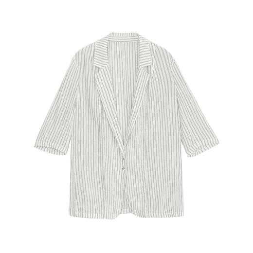 谜底条纹西装外套女2024年夏款复古通勤薄款中长款西服242MW0700 商品图4