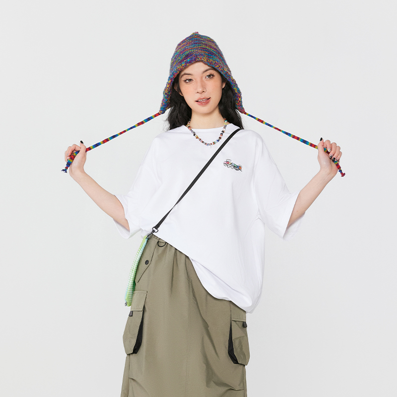 YKYB黄子韬 新款彩虹派对T恤2025夏基础宽松质感刺绣短袖潮牌情侣