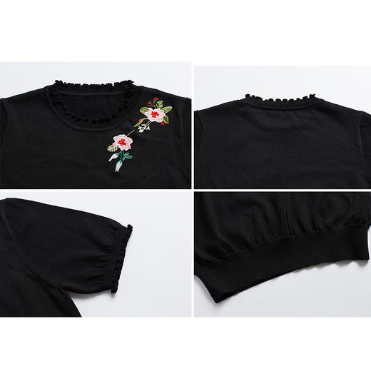 司歌新中式针织短袖上衣显瘦G891197X 商品图1