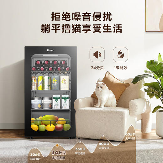 海尔（Haier）92升家用客厅办公室冷藏柜暖藏冰吧 茶叶饮料水果蔬菜保鲜柜囤货小型LC-92LHESD1 商品图5