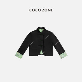 COCO ZONE2024新中式国风盘扣外套撞色拼接立领上衣CC1A0493
