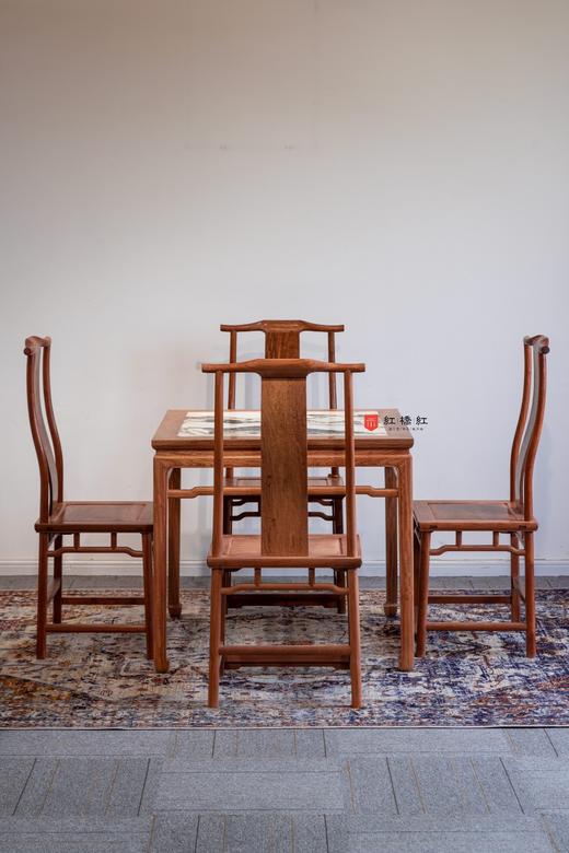 红桥红  家具严选  缅甸花梨（大果紫檀）【石面 88 马蹄腿带束腰 休闲桌 五件套】 商品图1