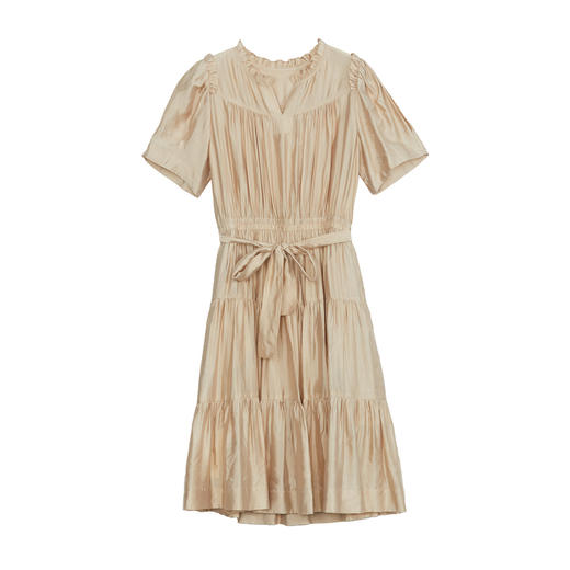 谜底荷叶边连衣裙2024夏季新品复古文艺风中长裙配腰带242ML0564 商品图4