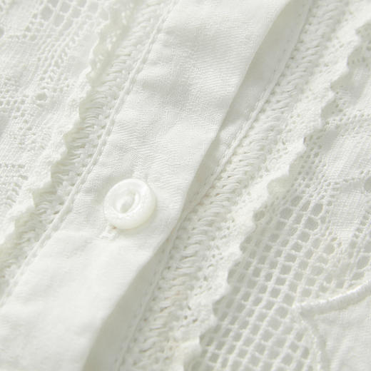 谜底白衬衫七分袖女2024年夏季新品通勤风提花宽松衬衣242MC0668 商品图3