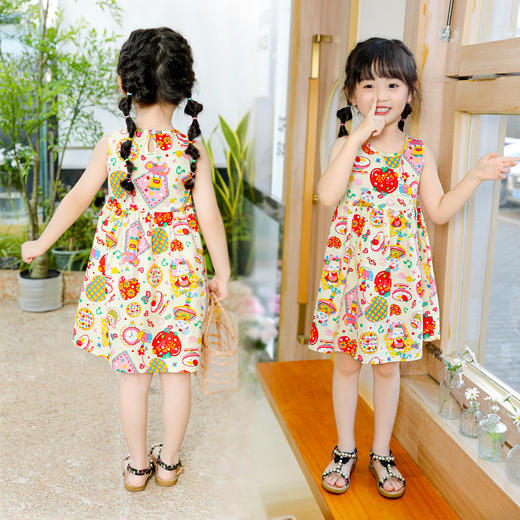 超值2件装【欢乐blue彰显童趣气息！】潮流免搭闭眼秒入，童装宝宝公主裙女童连衣裙小童，夏装2024新款儿童裙子A类纯棉-lm！-QQ 商品图3