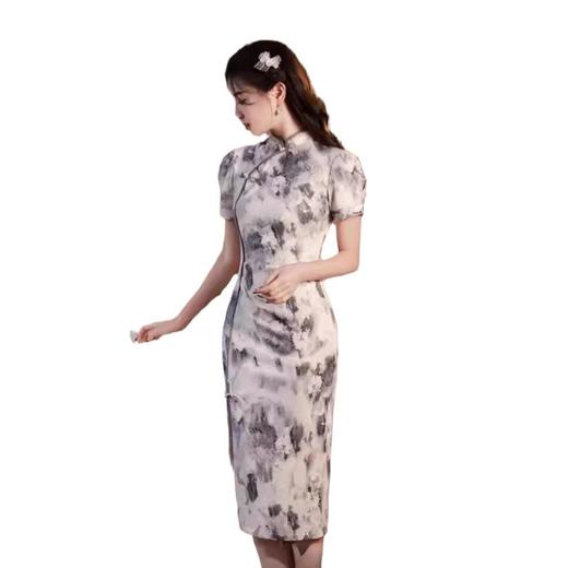 复合蕾丝水墨印花中长款旗袍新中式文艺SJT621 商品图4