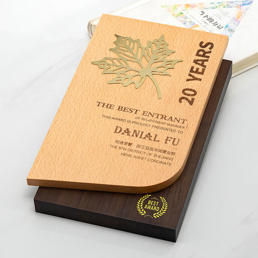 【新款首发】创意实木奖杯高档奖牌定制定做授权颁奖纪念奖座刻字 商品图2