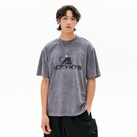 YKYB黄子韬轻薄麂皮绒T恤潮牌美式复古2025夏新款高级感宽松短袖