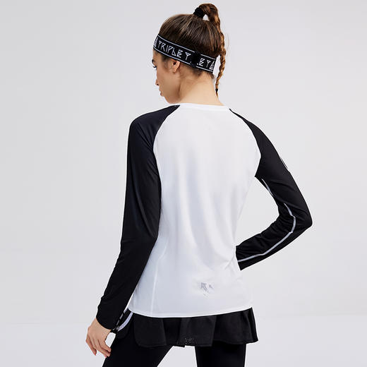 科里芙印花拼接圆领运动长袖轻薄跑步健身透气上衣 商品图4