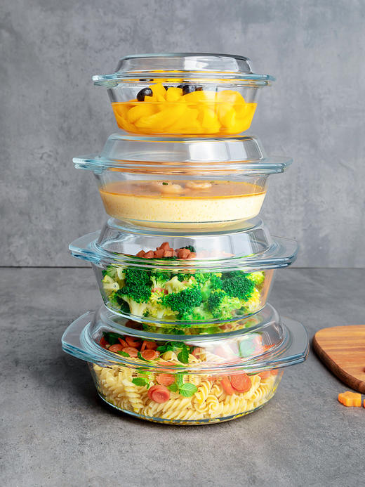 菲内克斯钢化玻璃多功能高安全碗蒸蛋耐高温泡面带盖碗微波炉碟碗 商品图2