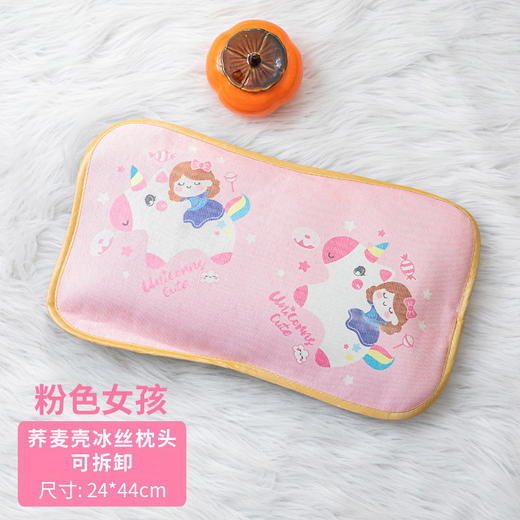 【抗jun除螨，舒凉酣睡！】儿童夏季冰丝枕头1-2-3岁婴儿夏天透气凉枕，冰丝荞麦夏凉宝宝凉爽入睡的黄金组合养麦枕芯+清凉冰丝-lm！ 商品图5