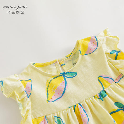 马克珍妮女童清新碎花小飞袖T恤儿童上衣2024年夏装新款240782 商品图3