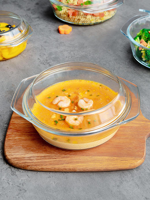 菲内克斯钢化玻璃多功能高安全碗蒸蛋耐高温泡面带盖碗微波炉碟碗 商品图1