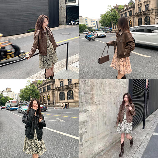 金蘑菇菇 Newtown落日时分/早秋主推系列！复古温柔感皮衣秋季短款 商品图2