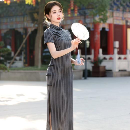 民国风旗袍复古老上海春季条纹YG2349 商品图3