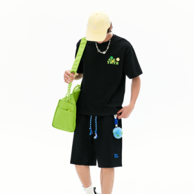 YKYB黄子韬撞色短裤中性2025夏季新款字母刺绣LOGO休闲松紧五分裤