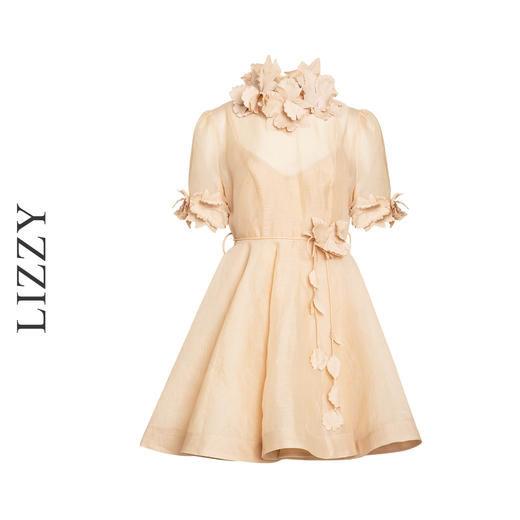 LIZZY 名媛千金宫廷风立体花丝麻仙女风连衣裙{配吊带}7989 商品图4