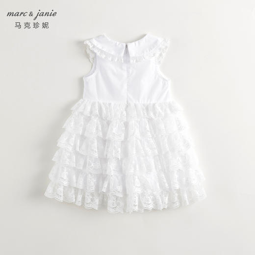 马克珍妮2024年夏装新款女童白色蕾丝网纱蛋糕连衣裙240665 商品图2