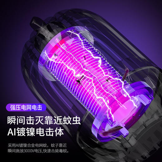 【灭蚊黑科技❗️新款电击式灭蚊灯】仿生息人体诱蚊技术，Al镀镍电击体，瞬间击灭靠近蚊虫，USB鸟笼户外充电灭蚊光触媒室内灭蚊器 商品图3