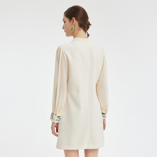 PF834斯尔丽2024新中式改良旗袍领口绣花手工盘扣不挑身材显高连衣裙 商品图1