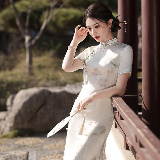 丝绸长款旗袍，复古民国风气质旗袍MLS6842 商品图0