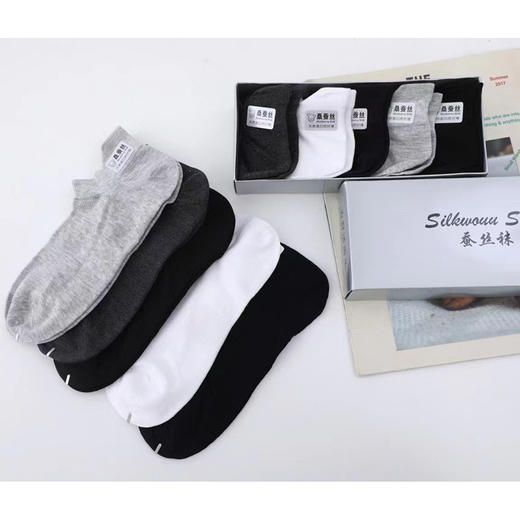 老板娘推荐！男女款防臭纯色夏季薄款吸汗短筒透气桑蚕丝短袜WZ13 商品图2