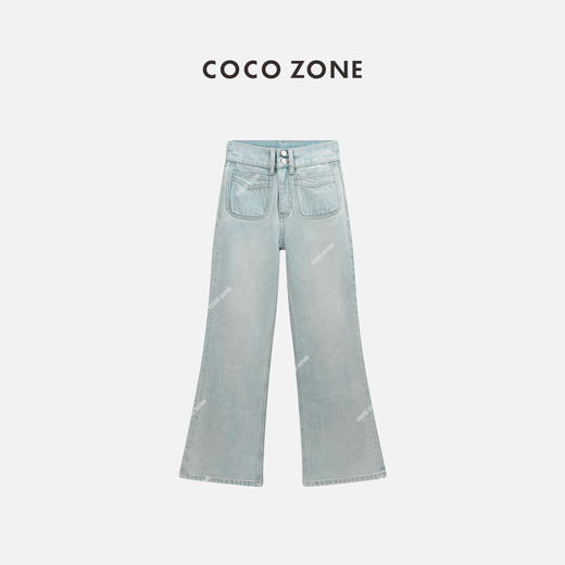 COCO ZONE 100棉早春穿搭浅色复古牛仔裤宽松显瘦长裤CC1A0514 商品图5