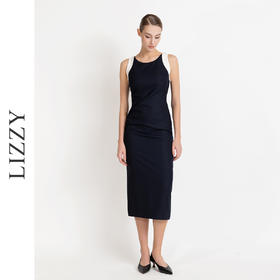 LIZZY 早秋简约优雅气质修身显瘦撞色拼接无袖包裙连衣裙8012